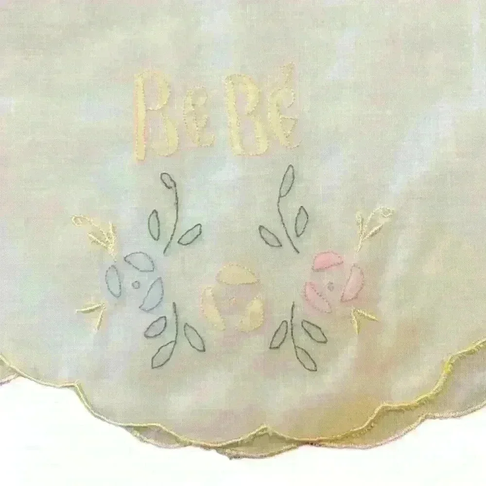 Set of 2 Vintage Bebé (Baby in Spanish) decorative embroidered crib pillowcases